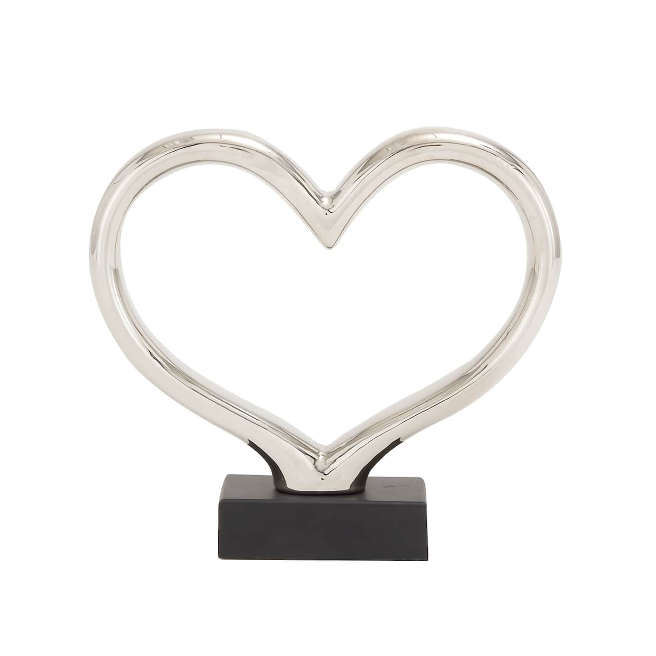 The Novogratz 12&#x22; Silver Ceramic Contemporary Heart Sculpture